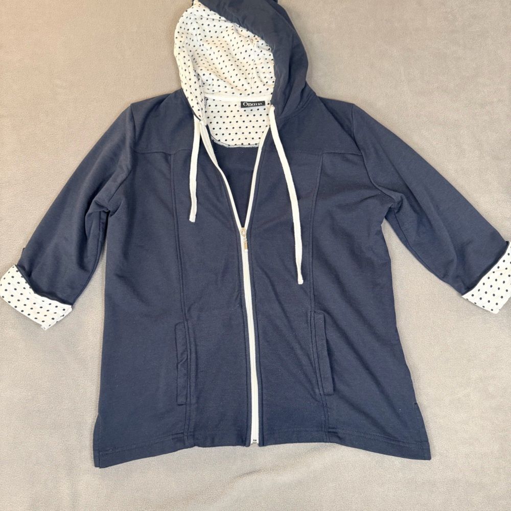 Casual Women’s Jacket-Navy/White Polka Dot- Onque Casuals-Beach/Cruise/Resort- S
